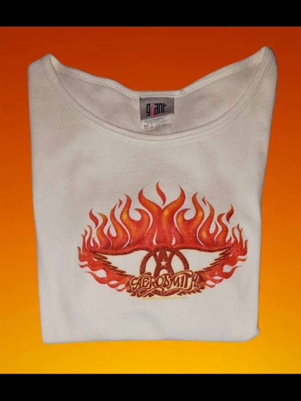 📣Vintage Y2K Aerosmith🔥 Glitter Flaming Wings Concert🎶 Tour Graphic T 👕 OSFA